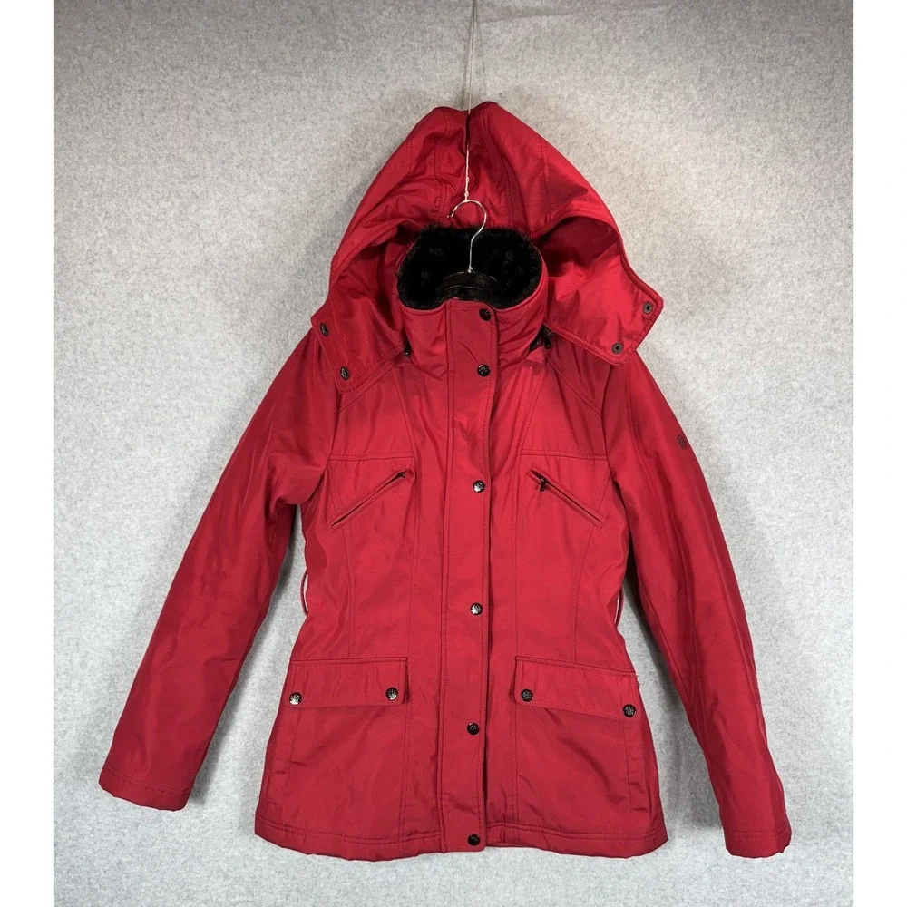 Jessica Simpson Jacket Womens Small Hooded Quilted Parka Faux‎ Fur Winter Coat